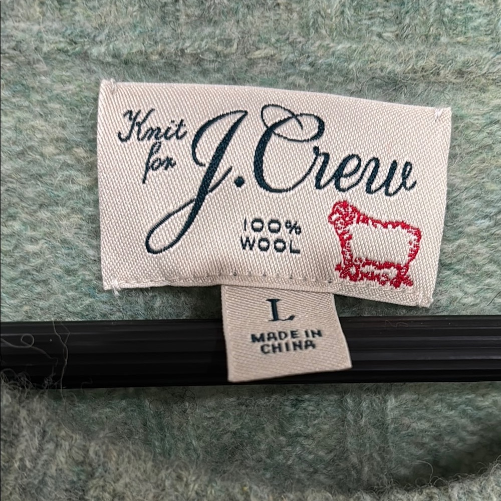 J. Crew wool Green Crewneck Sweater Textured Knit - Picture 3 of 8